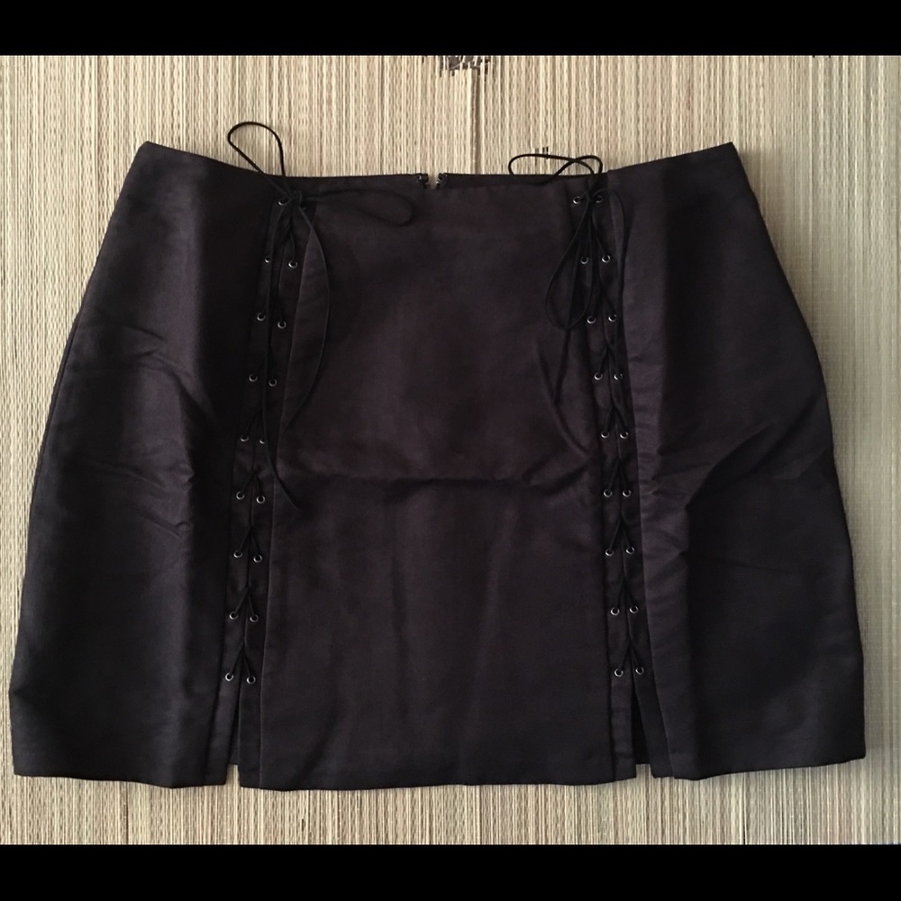 Sueded  Black Mini Skirt Plus Size 20